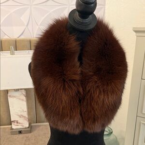Saga fox fur collar scarf clip on